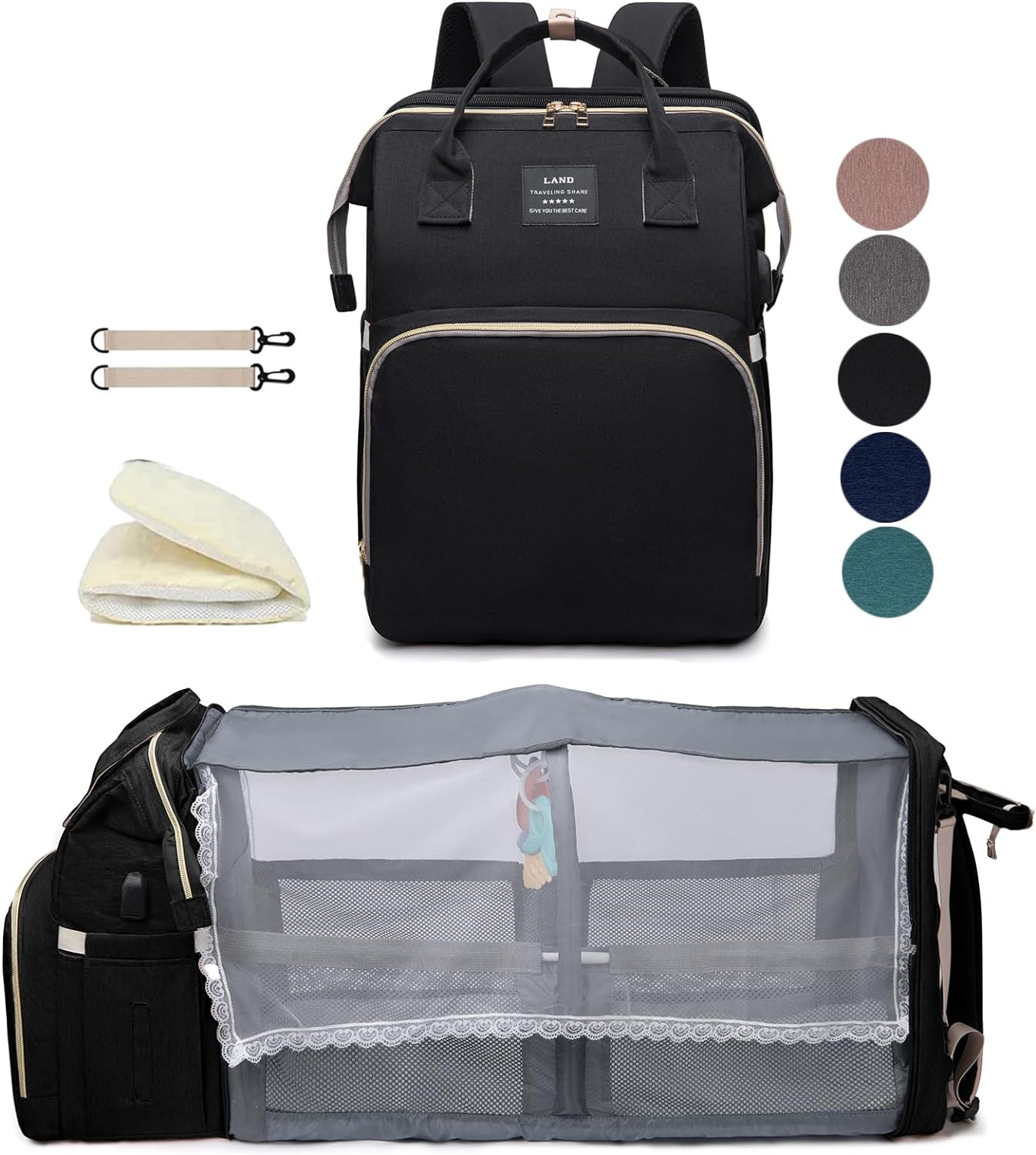 Black boy Diaper Bag Backpack: Baby toddler Bags with Changing Station for Women Men Girls Mom Dad Large Travel Backpack Panaleras Modernas Para Bebe Nina Nino Newborn Essentials Baby New Born Gift