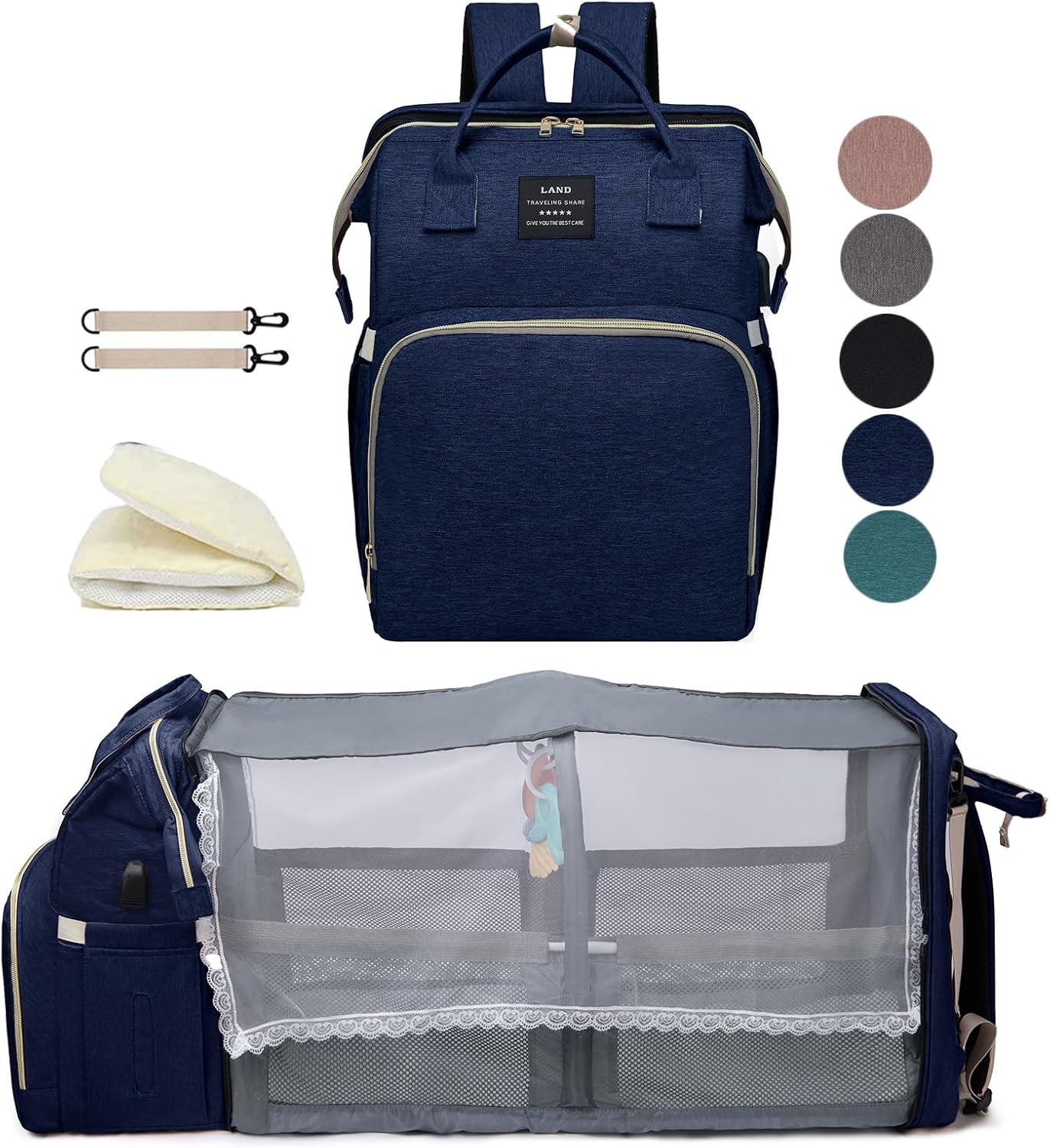 houscly Blue Diaper Bag