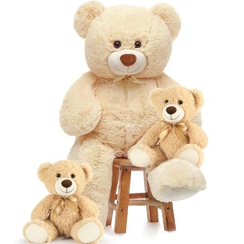 MorisMos Giant Teddy Bears with Babies, Large Mommy Bear with 2 Babies Stuffed Animals for Baby Shower, Big Bear Plush, 36 Inch
