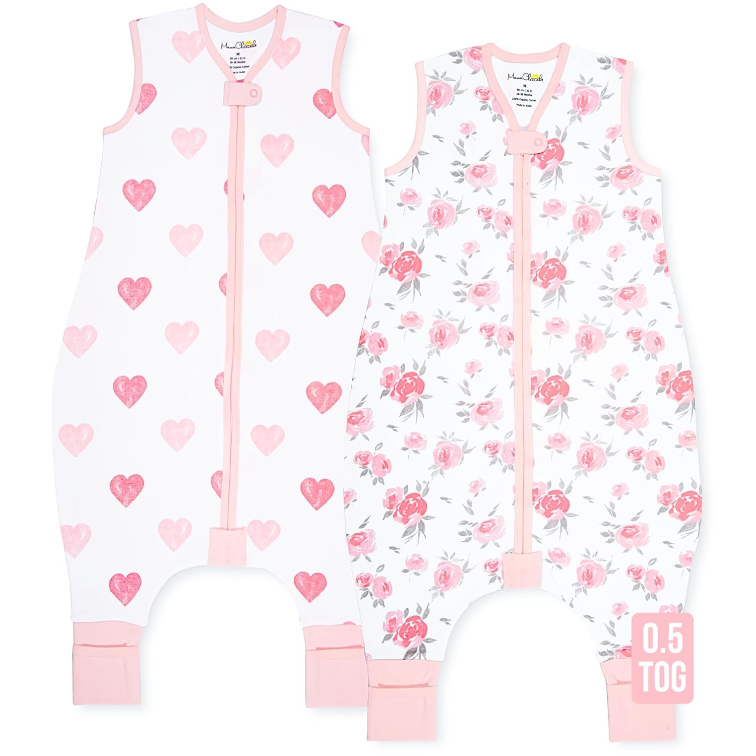 Mama Cheetah Toddler Sleep Sack with Feet 3T-4T, 0.5 TOG Organic Cotton Baby Wearable Blankets with Legs, Baby Sleeping Bag for Walkers, Early Walker Large