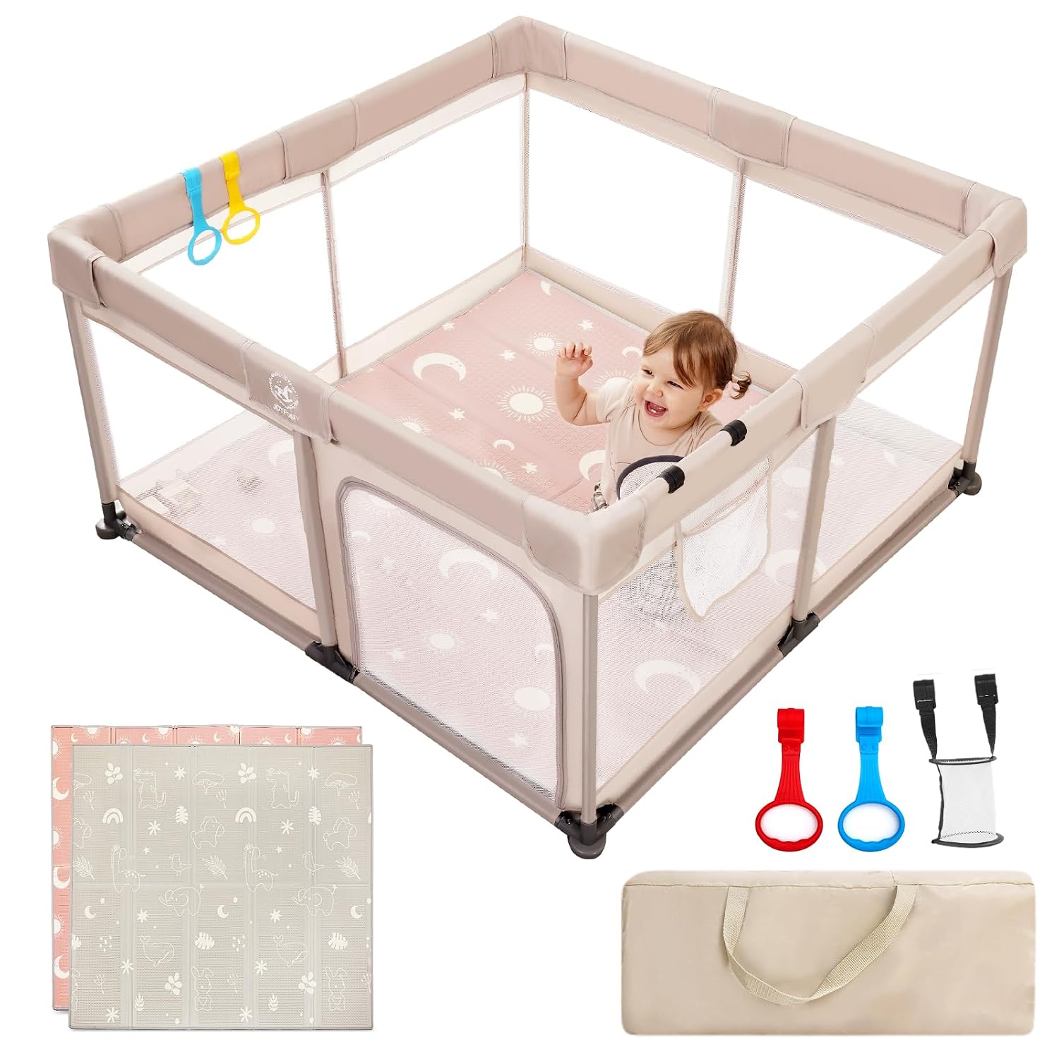 Joypony 4-in-1 Playpen with Mat
