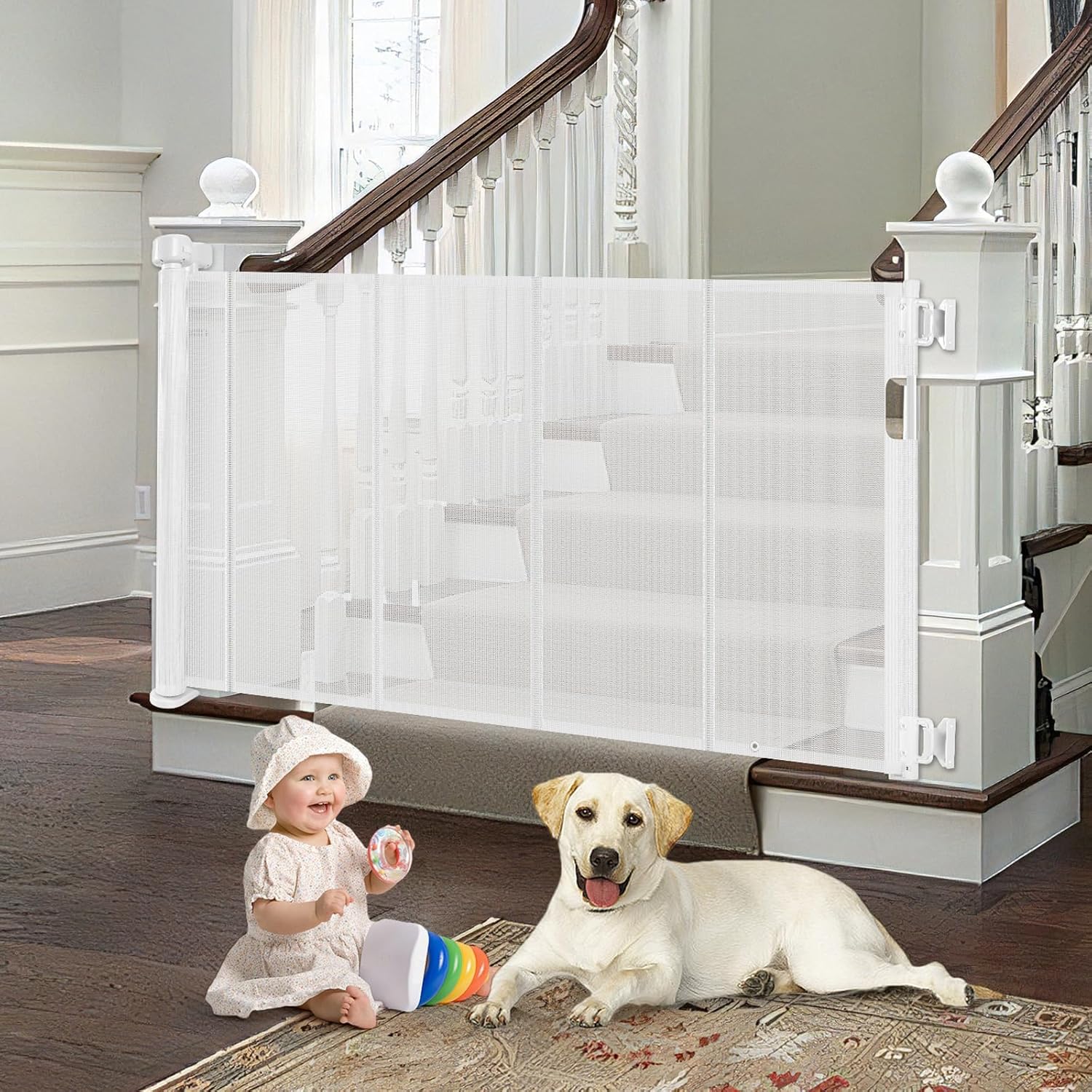 Reinforced Retractable Stair Gate (55")