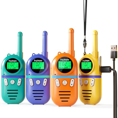 Walkie Talkies for Kids Rechargeable,Toys for Boys and Girls Ages 3-12, 4 Pack Long Range 2-Way Radios, Birthday Gifts,Christmas Stockings, Outdoor Play, Family Games, Hiking Camping Gear