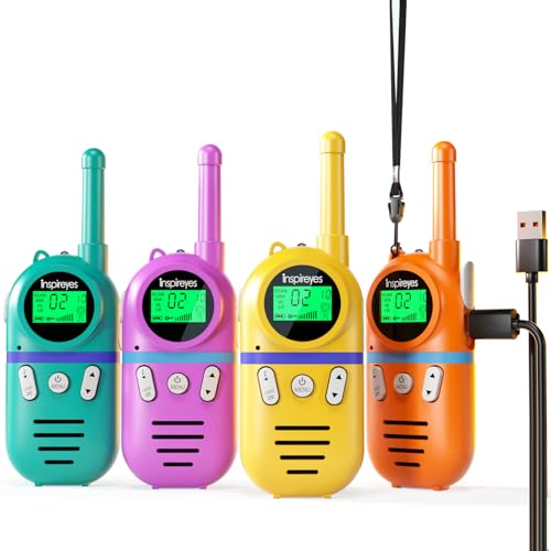 Walkie Talkies for Kids Rechargeable,Toys for Boys and Girls Ages 3-12, 4 Pack Long Range 2-Way Radios, Birthday Gifts,Christmas Stockings, Outdoor Play, Family Games, Hiking Camping Gear