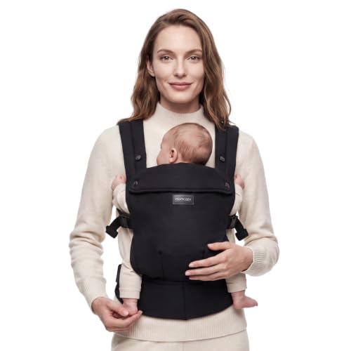 Momcozy Baby Carrier - Ergonomic, Cozy and Lightweight Carrier for 7-44lbs, Effortless to Put On, Ideal for Hands-Free Parenting, Enhanced Lumbar Support, Purehug for Infant to Toddler, Black