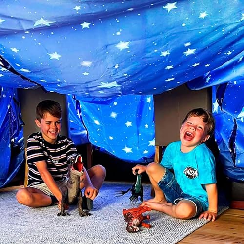 Molcey Blanket Fort Building Kit for Kids 4-8 8-12+ - Make a Portable Playhouse, Play Tent. Build a Fort Making Kit/Builder Blankets - Ultimate Indoor/Outdoor Play for Girls/Boys Toys Age 3-12