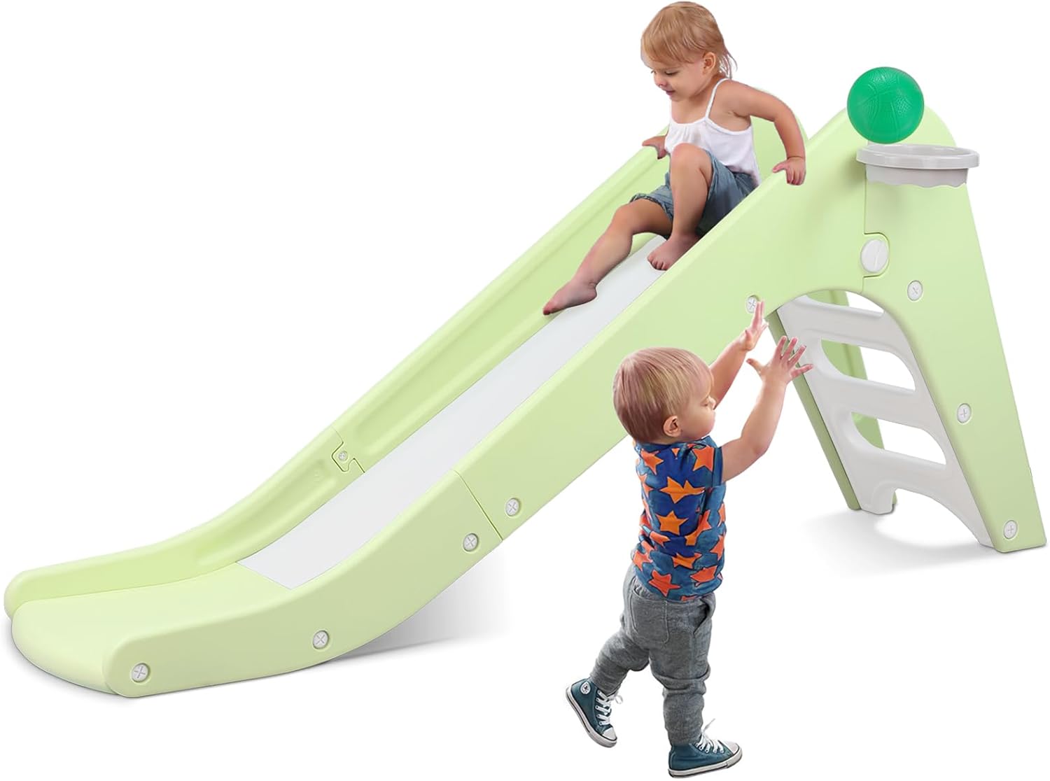 Arlopu Freestanding Kids Slide (Light Green)