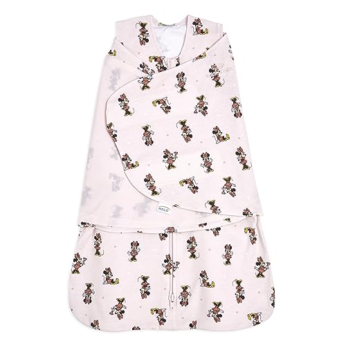 HALO Disney Baby 100% Cotton Sleepsack Swaddle, 3-Way Adjustable Wearable Blanket, TOG 1.5, Minnie Fun, Newborn, 0-3 Months