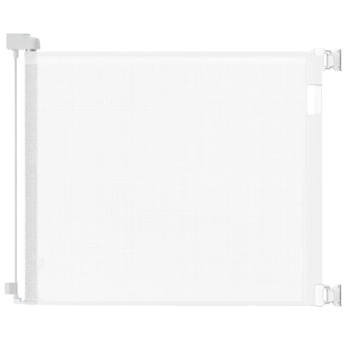 Retractable Baby Gate for Doorways and Stairs, Mesh Safety Gate for Pet, Indoor & Outdoor Use, One-Hand Operation, Easy Installation, 33.6" Tall, Expands to 55" Wide(White,33.6"x55")