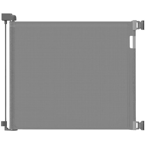 Retractable Baby Gate for Doorways and Stairs, Mesh Safety Gate for Pet, Indoor & Outdoor Use, One-Hand Operation, Easy Installation, 33.6" Tall, Expands to 71" Wide(Grey,33.6"x71")
