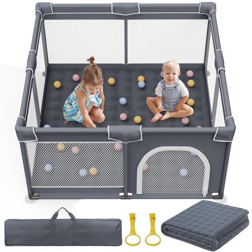 Baby Playpen with Mat, Kids Play Yard with Playmat, Toddler Playpen with Bag, Indoor & Outdoor Activity Center 50"x50"