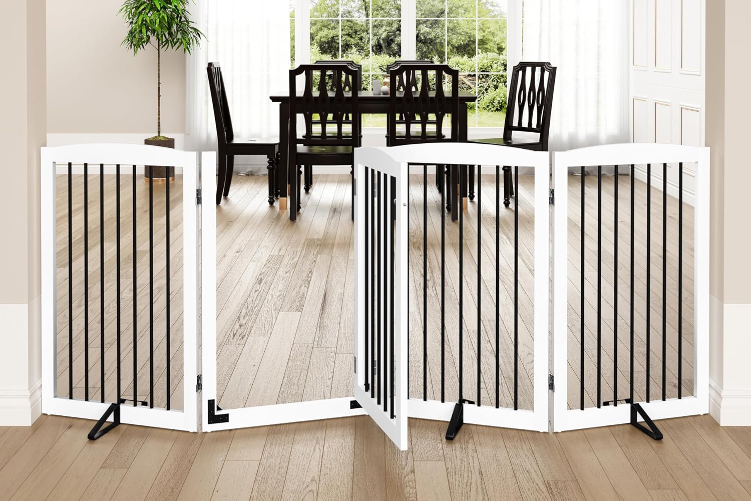 PUPETPO Freestanding Dog Gates with Door Walk Through