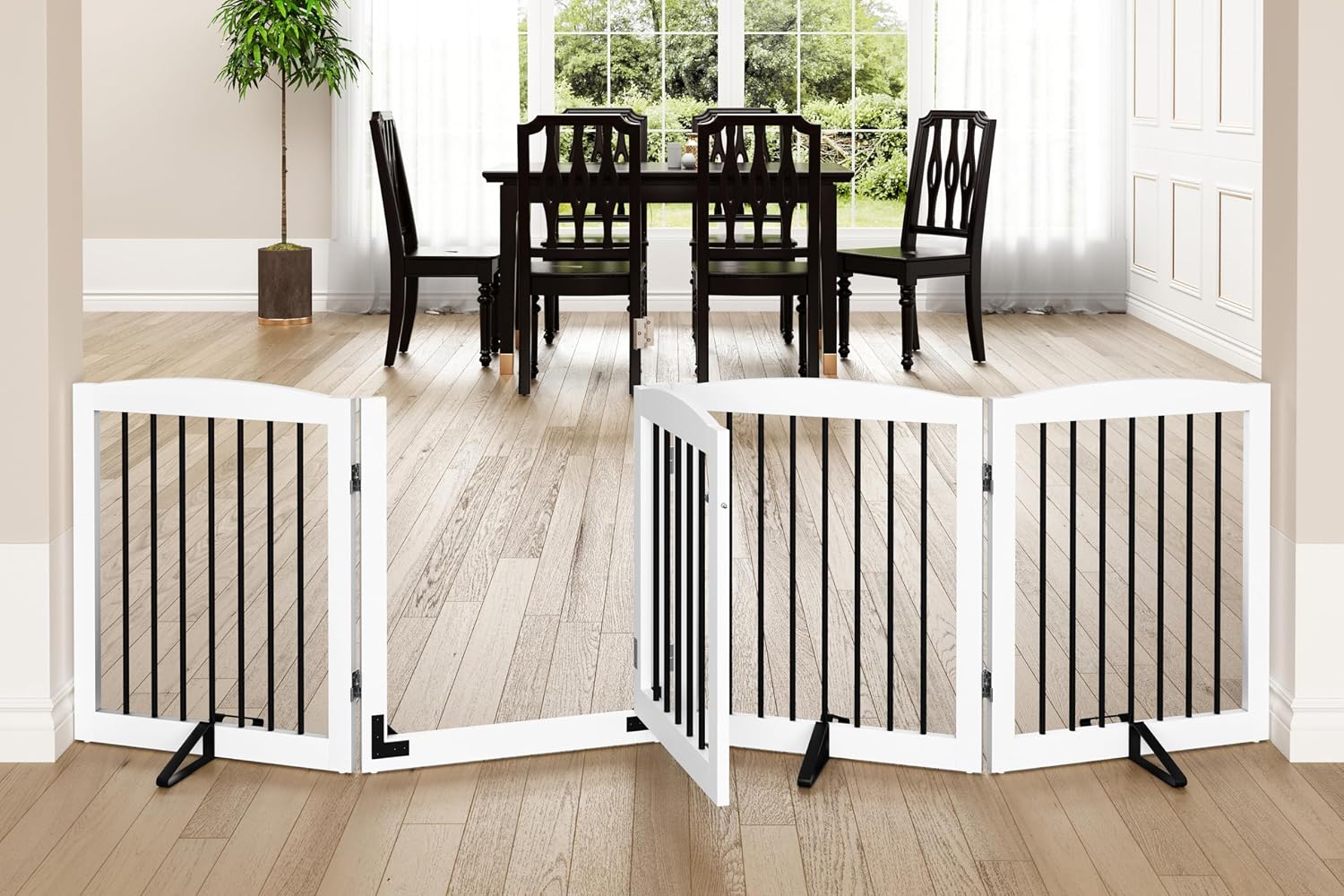 PUPETPO Freestanding Dog Gate with Door