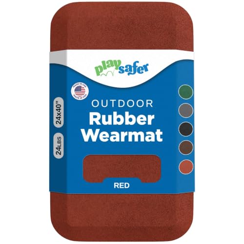 Playsafer Playground Safety Rubber Wearmat for Swingsets and Slides - 1" Thick X 24" W X 40" L (1 Pack, Red)