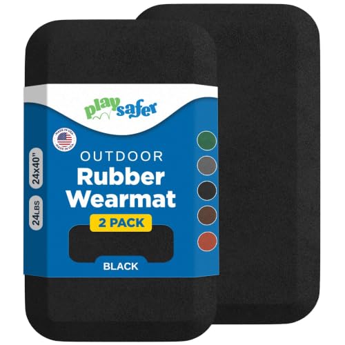 Playsafer Playground Safety Rubber Wearmat for Swingsets and Slides - 1" Thick X 24" W X 40" L (2 Pack, Black)