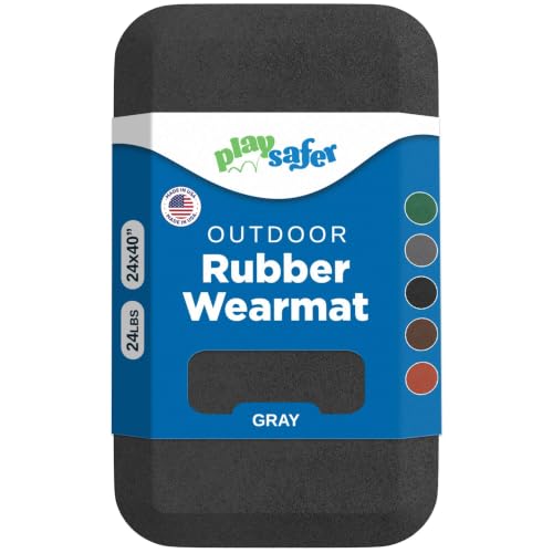Playsafer Playground Safety Rubber Wearmat for Swingsets and Slides - 1" Thick X 24" W X 40" L (1 Pack, Gray)