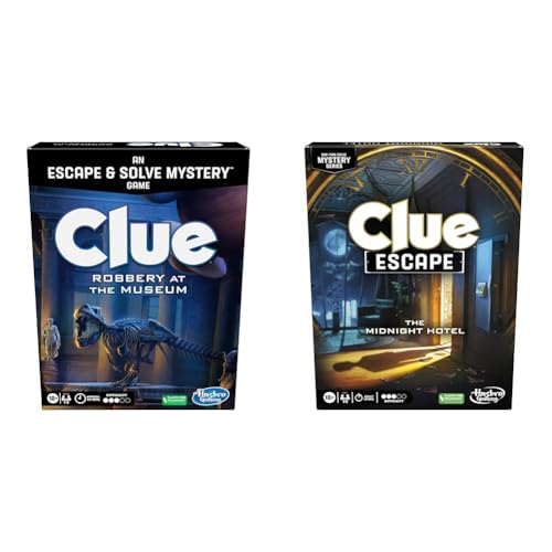 Clue Escape 2-Pack Escape Room Game Bundle | Robbery at The Museum | The Midnight Hotel | 1-Time Solve Mystery Games | Ages 10+ | 1 to 6 Players