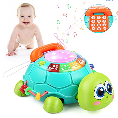 Bilingual Musical Turtle Baby Toys 6 to 12 Months, Development Toy for 6 7 8 9 Month Old Boy Girl, 8-in-1 Educational Crawling Infant Gifts, Christmas Baby Gift for 3 4 5 9-12 Mo.