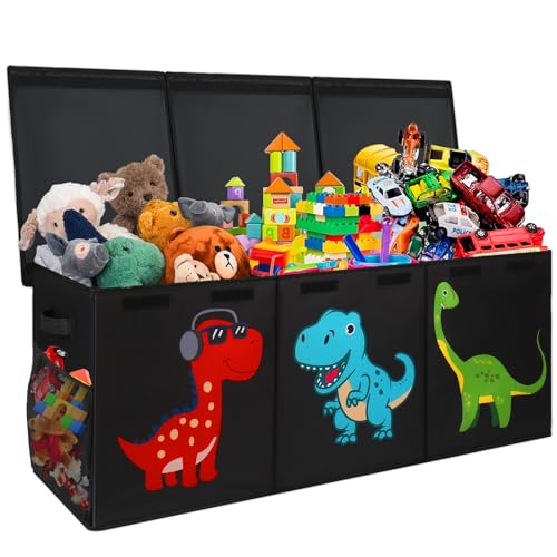 Extra Large Toy Box Chest, Collapsible Storage Organizer with Lids, Sturdy Dinosaur Toybox for Boys Girls, 40"x16"x16" Kids Storage Bin Box Baskets for Living Room, Playroom, Bedroom, Nursery