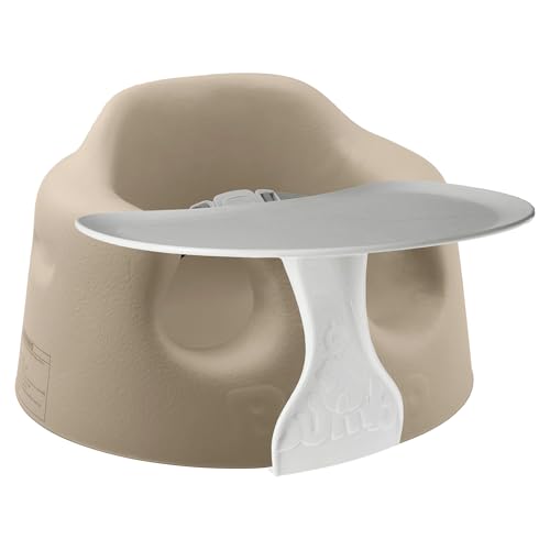 Bumbo Baby Floor Seat, Portable Infant Sit Up Activity & Eating Chair with Tray Accessory, Taupe - Feeding and Sitting Lounger for Babies and Infants Ages 3 to 12 Months