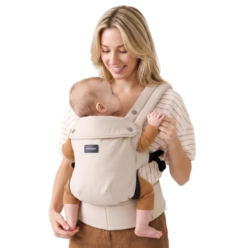Momcozy Baby Carrier - Ergonomic, Cozy and Lightweight Carrier for 7-44lbs, Effortless to Put On, Ideal for Hands-Free Parenting, Enhanced Lumbar Support, Purehug for Infant to Toddler, Khaki