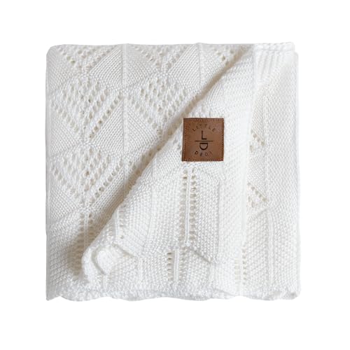 Hypoallergenic Baby Blanket - 30x40 Inches White, Oeko-TEX Certified, Thermal-Regulating, Neutral Silky Soft Knit for Girls & Boys - Swaddle, Toddler, or Receiving Blanket