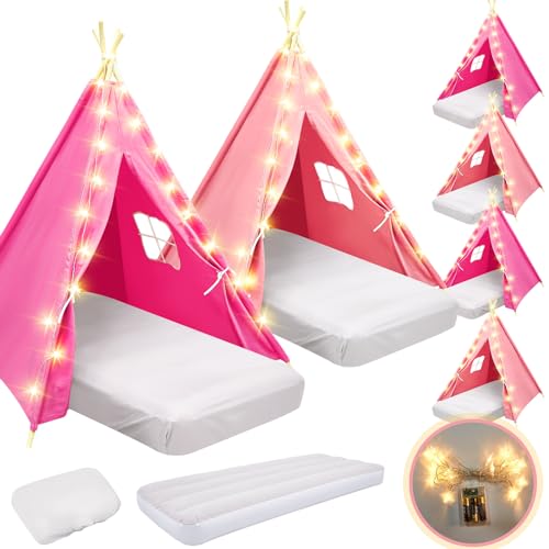 6 Pack Sleepovers Teepee Tent (Pink, Rose Red)