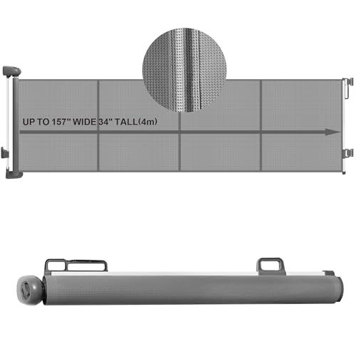 157" Extra Wide Retractable Baby Gates, Mesh Pets Dog Gates with Support Rods for Indoor Stair, Extra Long Retractable Safety Kids Gate for Large Opening Indoor Outdoor Doorways Hallways
