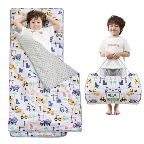 Toddler Nap Mat with Pillow and Blanket, Extra Large Rolled Napping Mats,Slumber Bags for Boys Girls,Kids Sleeping Bag for Daycare, Preschool Travel Camping