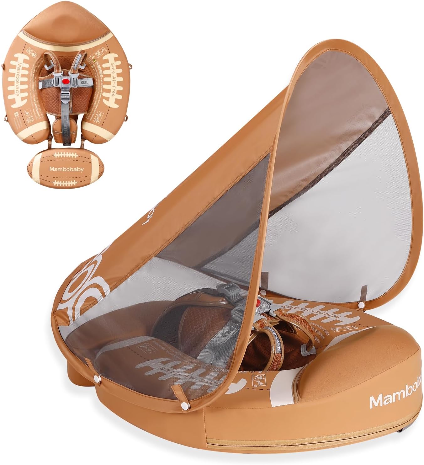 Mambobaby Float Deluxe Baby Pool Float: Safe & Comfortable Swim Trainer for Infants & Toddlers, Non-Inflatable Design, UV Protection Canopy, Fun Water Experience for Ages 3-24 Months