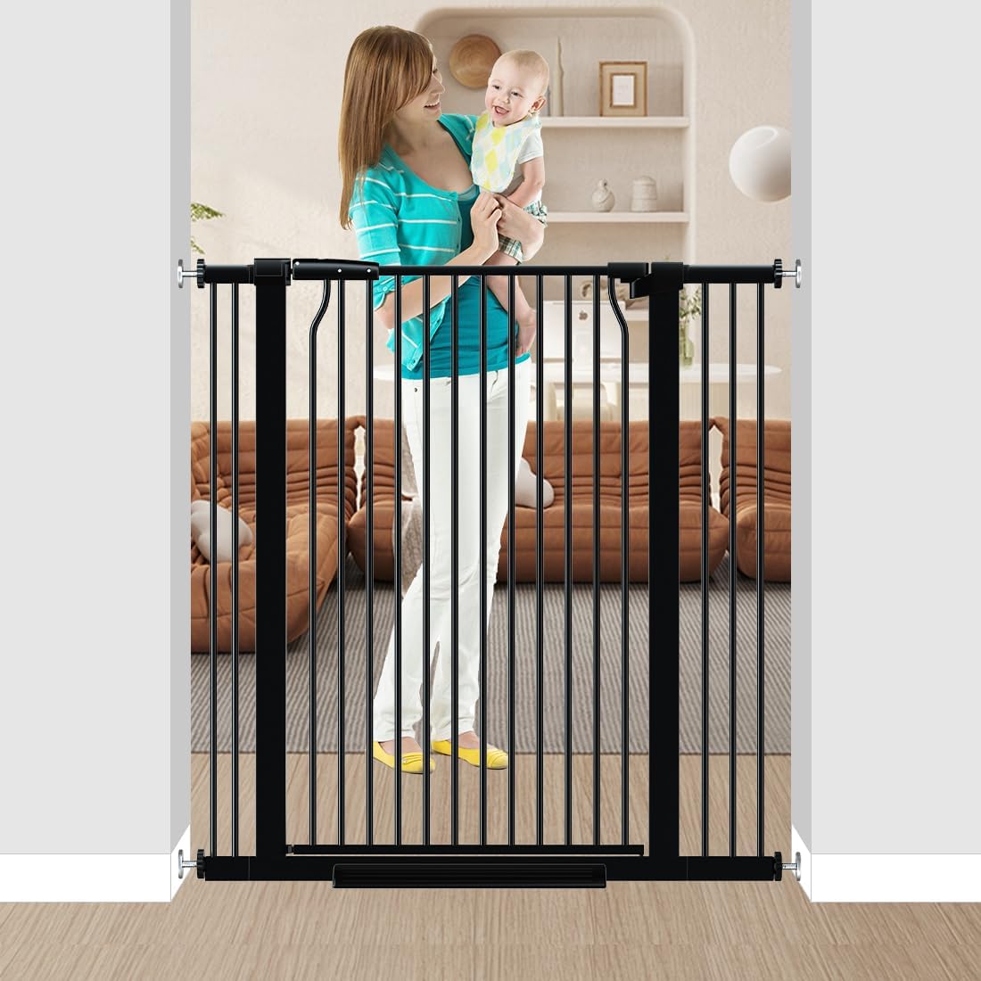 40.5" Tall Baby Gate 29.9-40.9" Wide No Drilling Tall Pet Gate Cat Gate Extra Wide Baby Gate Safety,Extra Narrow Auto-Close for Indoor Stairs, Doorways, and Kitchen