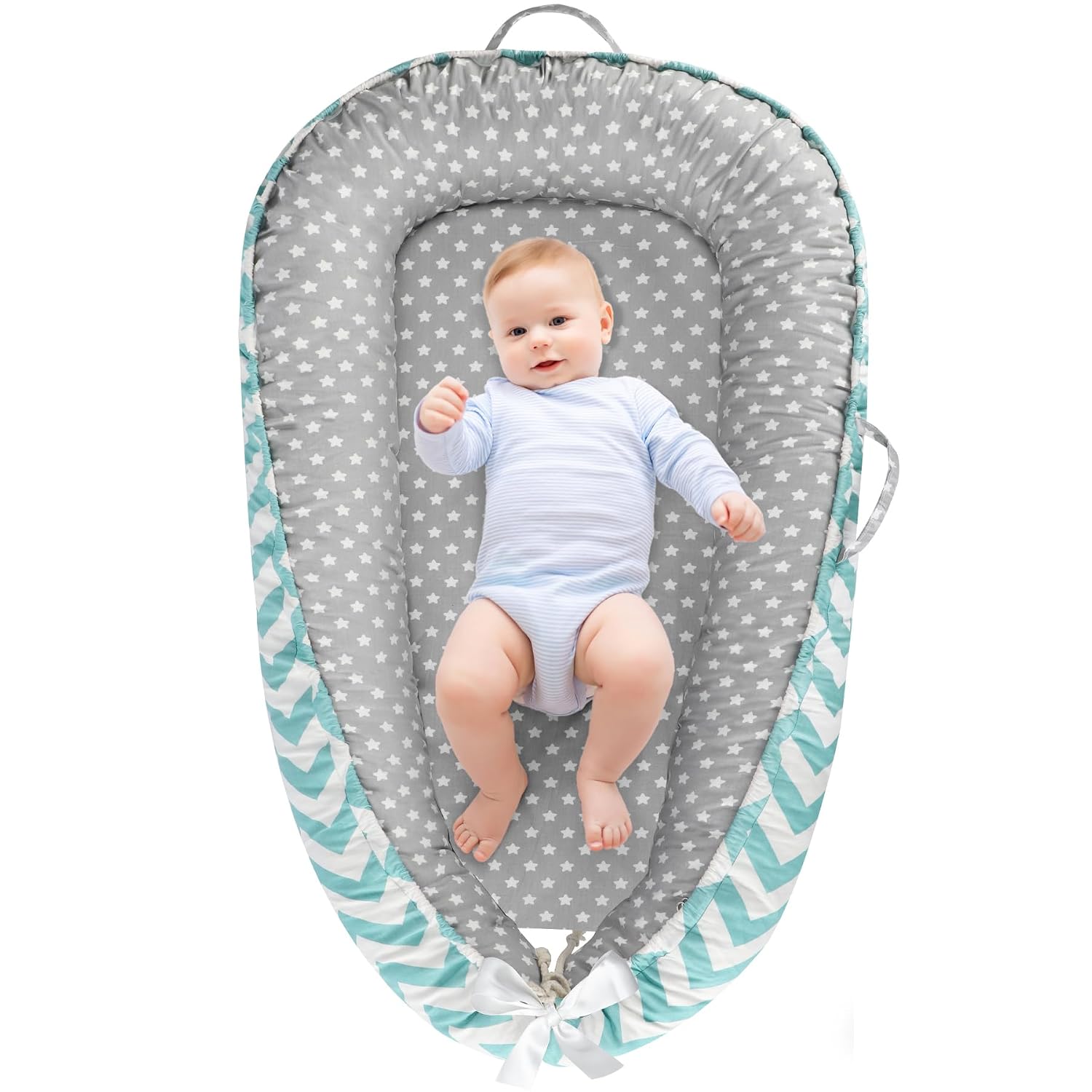 URMYWO Baby Lounger - Baby Lounger for Newborn 0-24 Months, Breathable & Soft Cotton Baby Nest Cover Infant Lounger, Babies Newborn Essentials Gifts, Portable Baby Floor Seat for Home and Travel