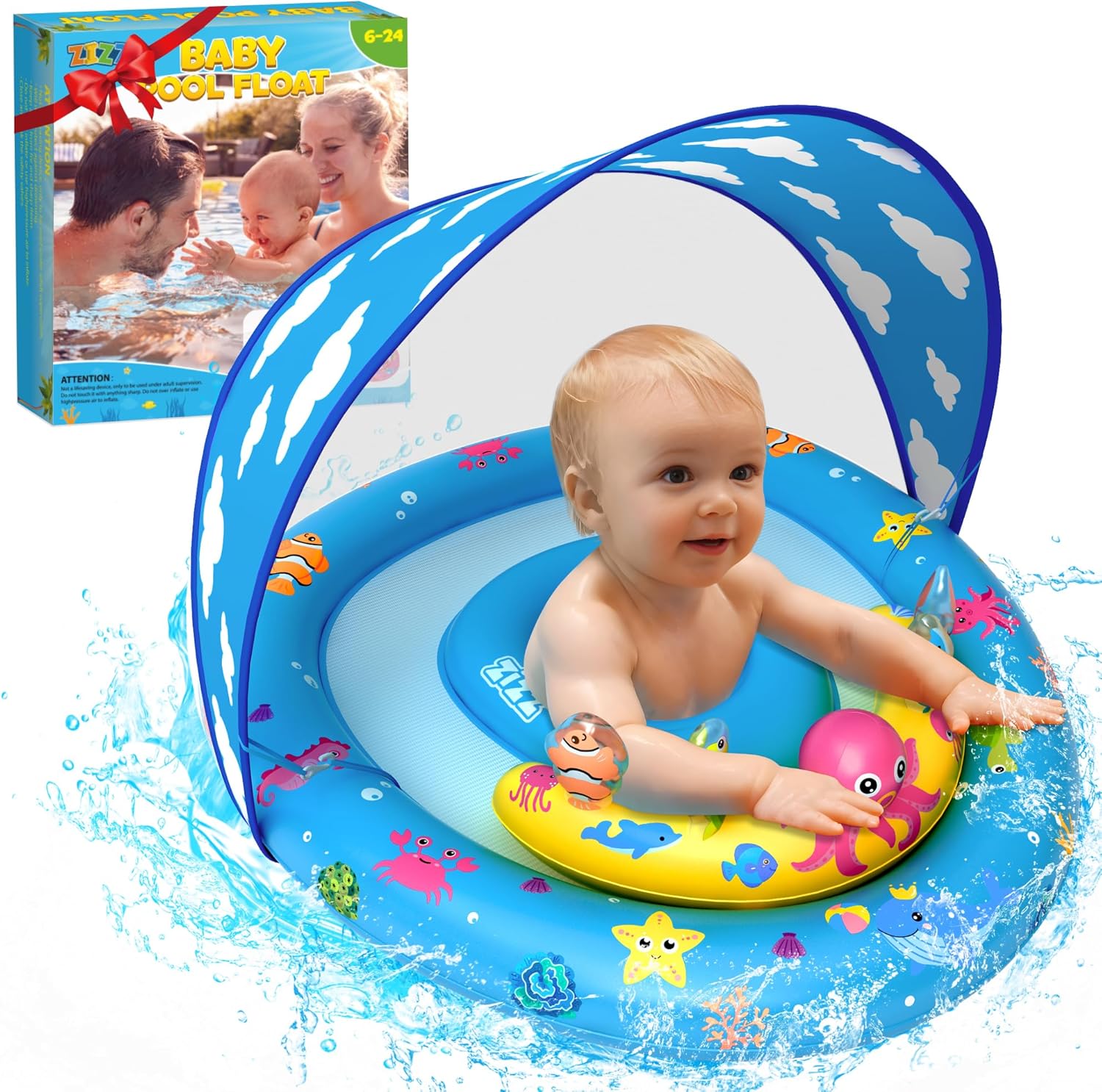 ZIZZ Baby Pool Float with Canopy