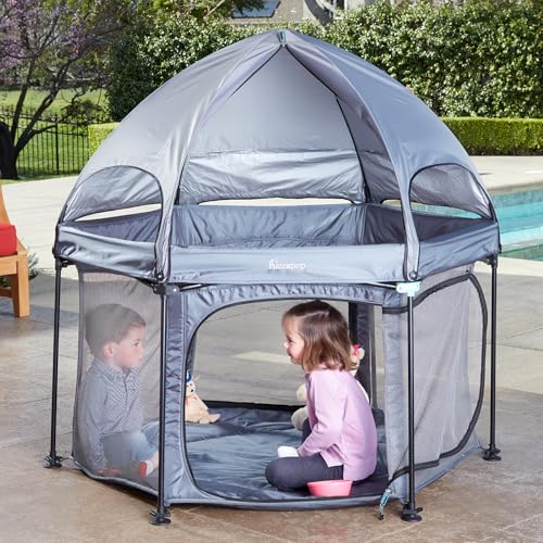 Hiccapop 53 PlayPod Outdoor Baby Playpen for Baby with Canopy, Deluxe Portable Playpen for Babies and Toddlers with Dome