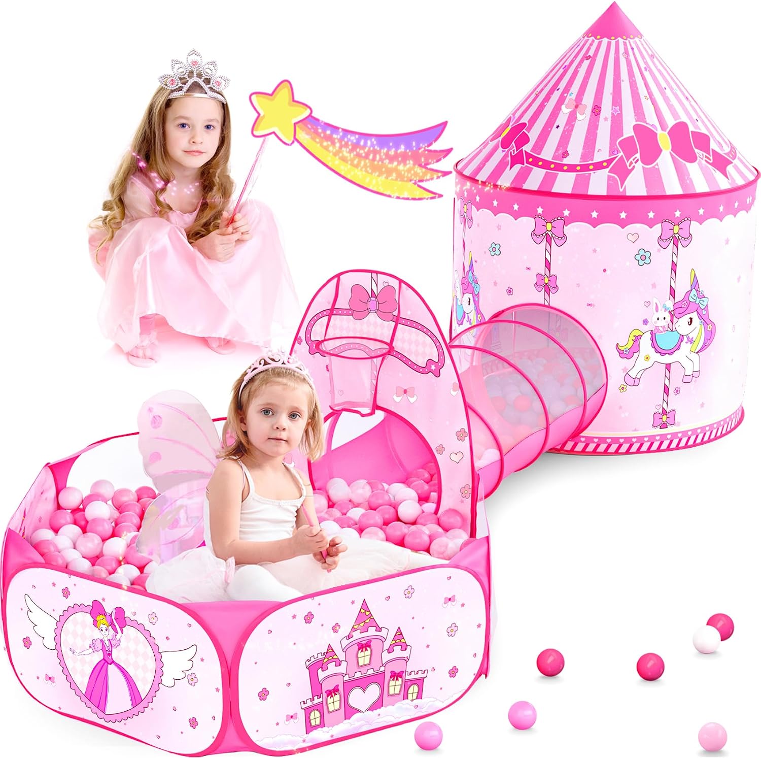 3 in 1 Girls Princess Play Tent