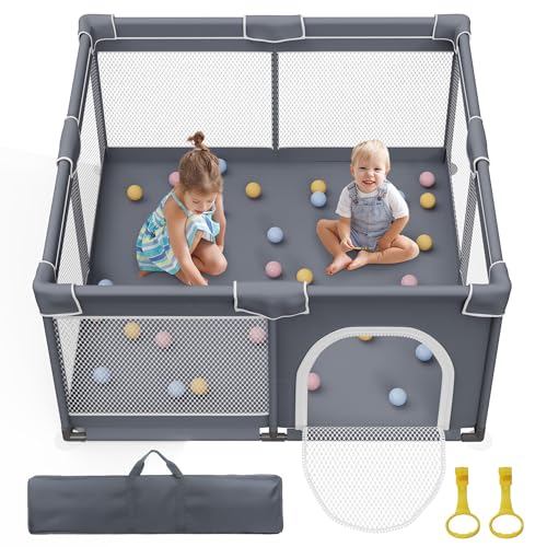 Baby Playpen 50"x50", Sturdy Safety Baby Fence Play Area with Soft Breathable Mesh, Anti-Slip Base, Play Pen for Toddlers 1-3