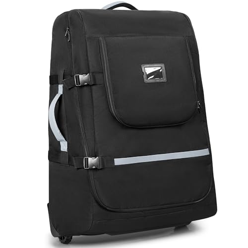 Stroller Travel Bag with Wheels Compatible with UPPAbaby Vista, Vista V2, Cruz V2, Rolling Gate Check Stroller Storage Bag for Airplane, with Dual Handles, Luggage Tag, Reflective Strip, Black