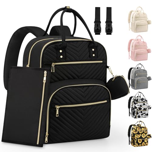 Diaper Bag Backpack,Baby Essentials Diapers Bag with Pacifier Case,Multipurpose Stylish Large Capacity Travel Backpack for Baby Girl/Boy(L-Black)