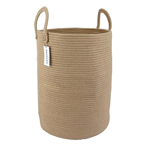 Cotton Rope Laundry Basket Hamper for Clothes Woven Storage Basket for Living Room Bedroom Boho Tall Rope Baskets for Blanket Toys Pillow Towels Baby Nursery Hamper Bin Large jute