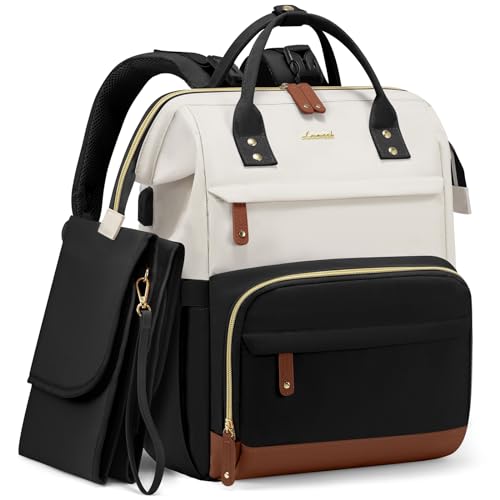 LOVEVOOK Diaper Bag Backpack (Black-Beige)
