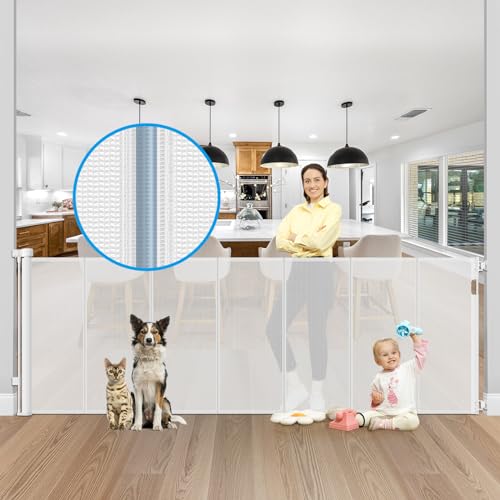 Reinforced 42" Tall X 120" Retractable Baby Gate (White)