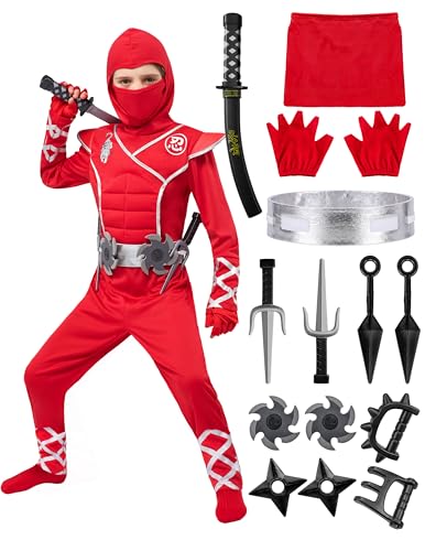 Spooktacular Creations Halloween Ninja Costume, Ninja Outfit Set for Kids, Halloween Costumes for Boys Dress Up Party