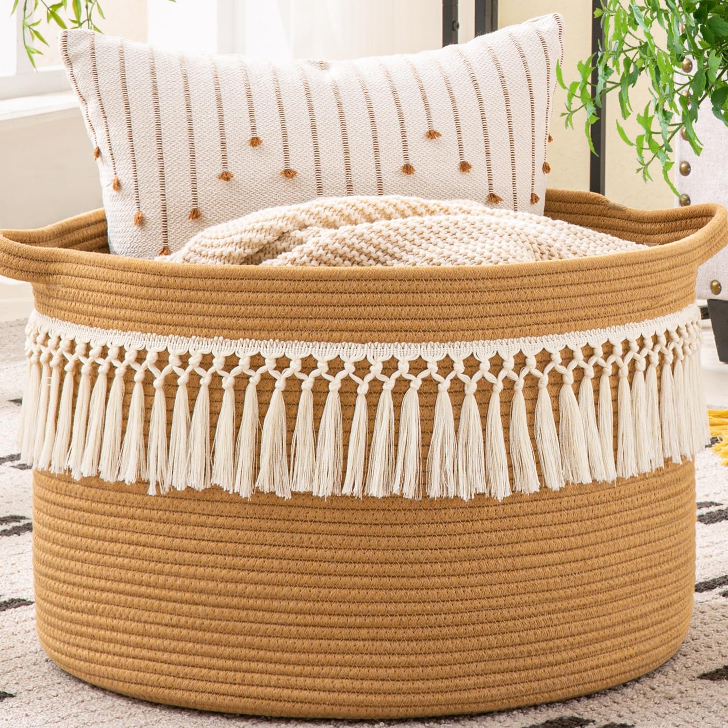 KAKAMAY Large Blanket Basket