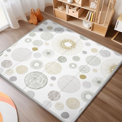 Baby Play Mat for Floor,Baby Play Mat for 59''x 59''Playpen,Reversible,0.8 in Thick Waterproof Playmat,Anti-Slip Floor Playing Mats,Non-Toxic,Baby Playmat for Indoor and Outdoor Use,Circle