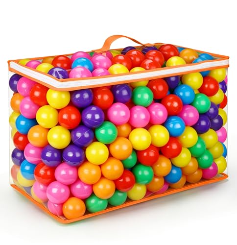 Vanland Ball Pit Balls for Baby and Toddler Phthalate Free BPA Free Crush Proof Plastic - Multicolored Pit Balls in Reusable Play Toys for Kids with Storage Bag