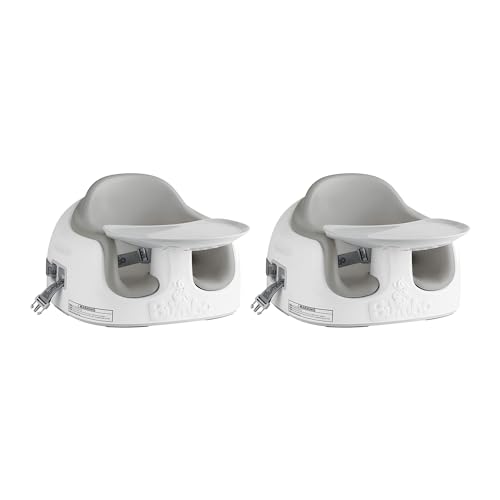 Bumbo 2 Pack 3-in-1 Multi-Seat for 6 to 36 Months, Travel Baby Feeding and Play Floor Seat, All-in-One Portable Booster with Tray & Toddler High Chair, Cool Grey