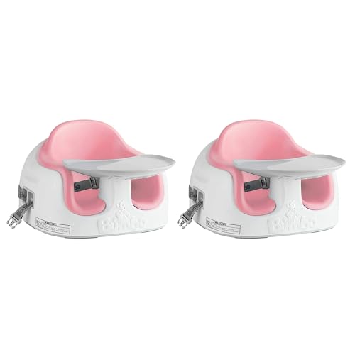 Bumbo 2 Pack 3-in-1 Multi-Seat for 6 to 36 Months, Travel Baby Feeding and Play Floor Seat, All-in-One Portable Booster with Tray & Toddler High Chair, Cradle Pink