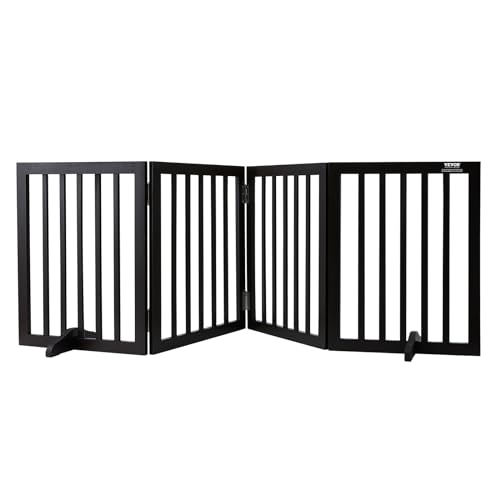 VEVOR Freestanding Wooden Pet Gate, 80"W x 24"H