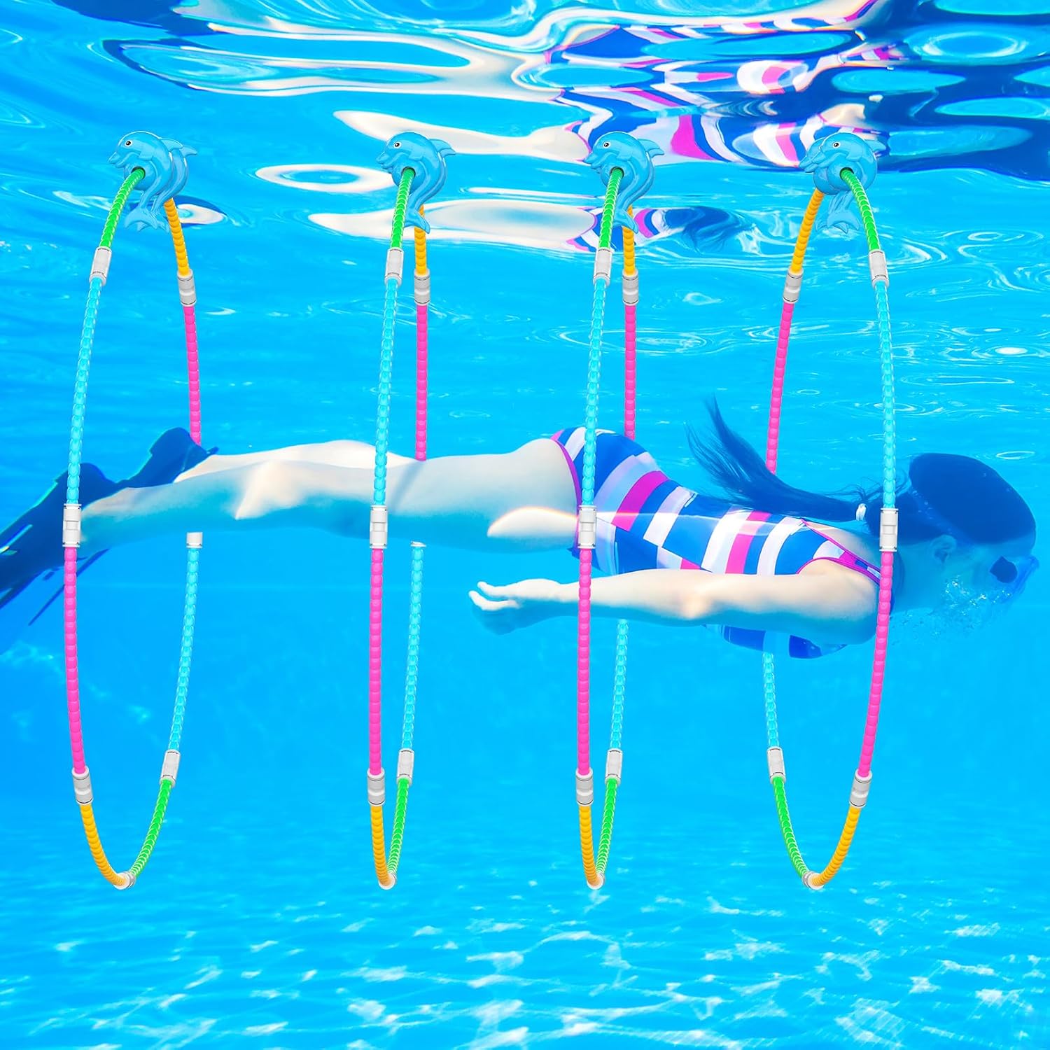 Pool Toys for Kids, 4-Packs Swim Through Rings