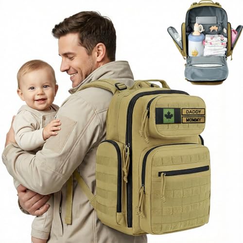 MIRACOL Mens Military Diaper Bag (Tan)